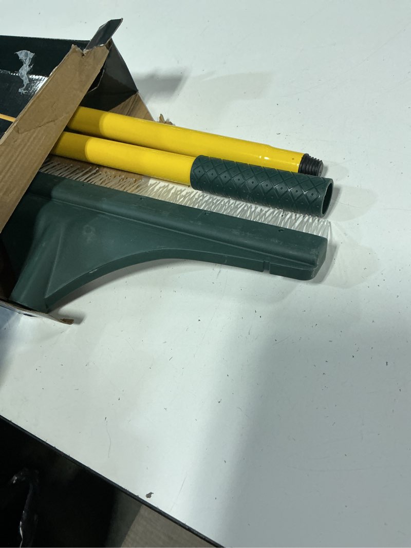 Condition photo showing Good Condition for Artificial Turf Rake with Steel Telescopic Handle, 32 to 55 Inch 3 Piece-Pole Easy Storage Design, Garden Hand Boom Rake for Artificial Grass, Carpet Pet Hair, Lawn Leaves and Debris Remove, Yellow