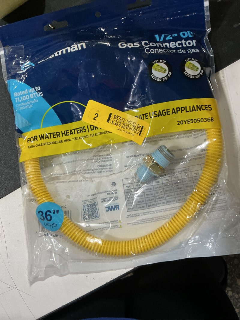 Condition photo showing Good Condition for eastman 1/2 in. mip in. x 1/2 in. d mip 36 in. stainless steel gas appliance connector