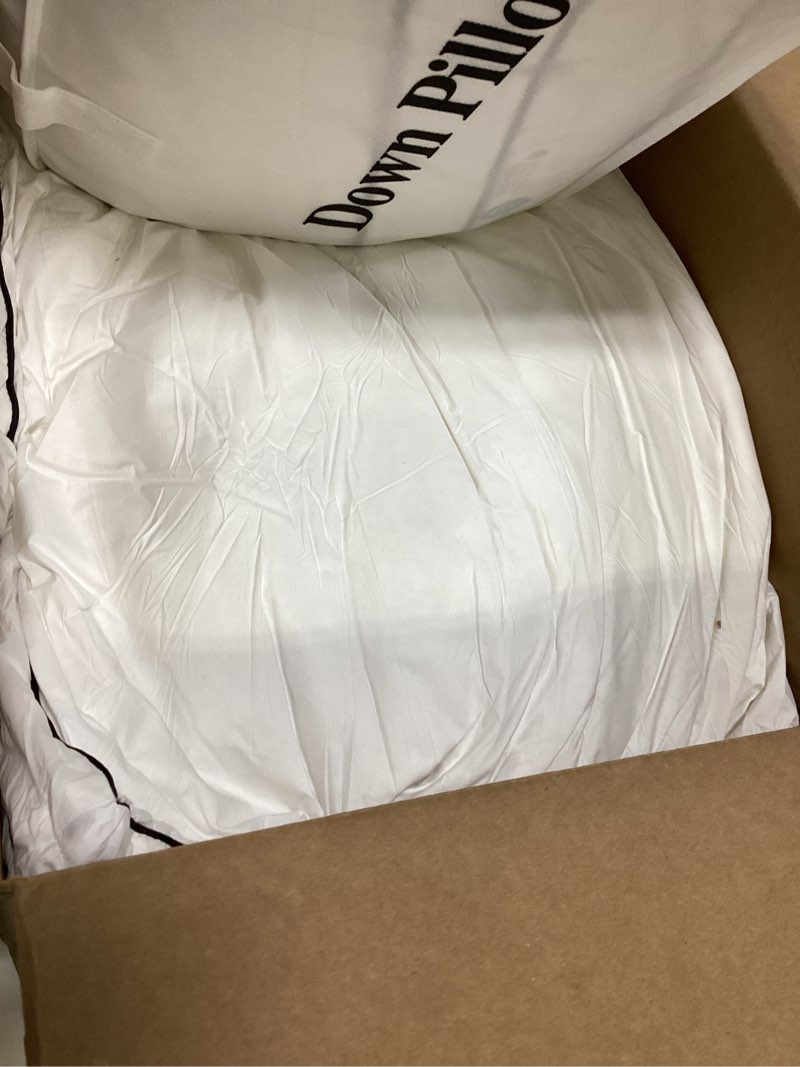 Condition photo showing As Is for premium canadian goose down pillow king size set of 2 pack, 100% cotton shell, luxury hotel quality bed feather pillow(white,26.2" x 36.4")