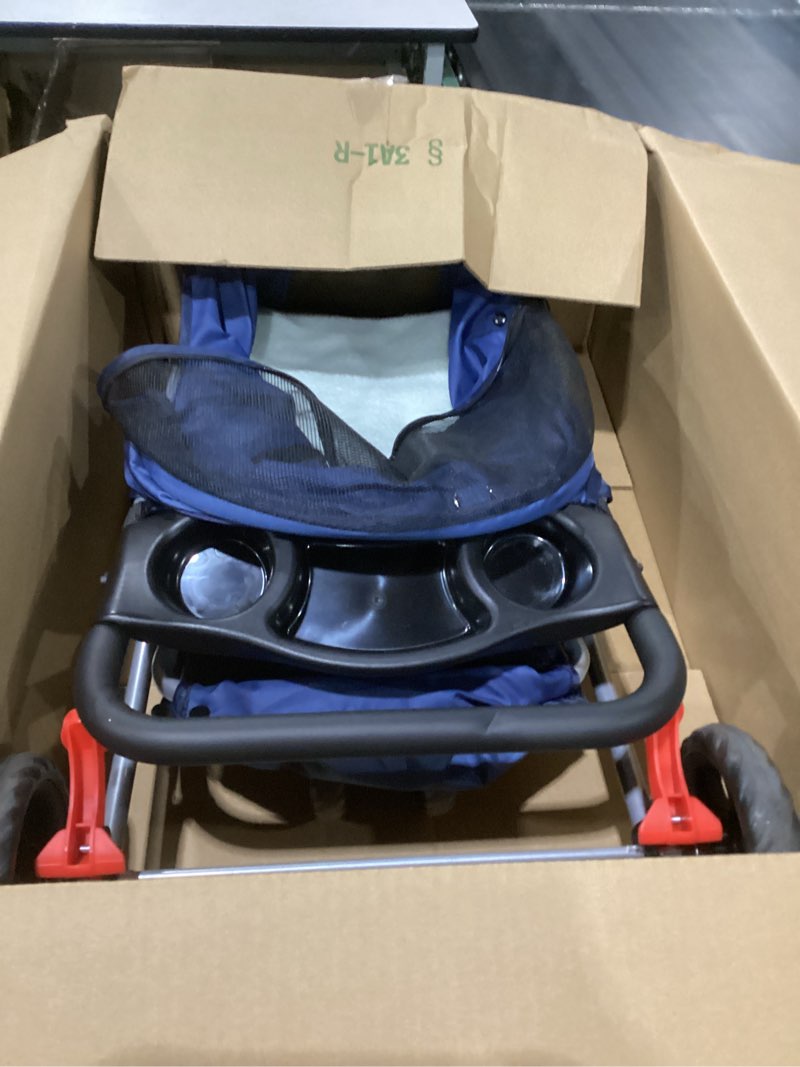 Condition photo showing Good Condition for dumos 3 wheels pet stroller for small dogs and cats – foldable dog stroller with mesh windows, storage basket & cup holder, lightweight & durable pet carrier for travel, outdoor use – blue