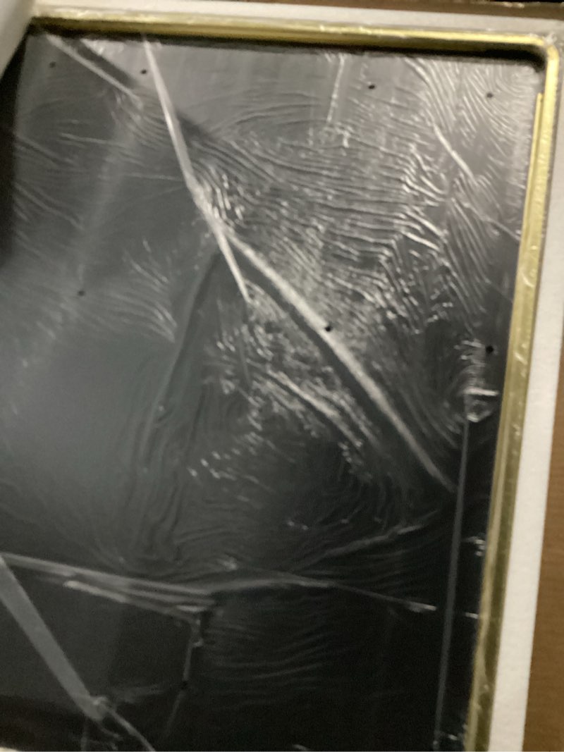 Condition photo showing New/Like New for TokeShimi Gold Bathroom Mirror for Wall 30 x 36 Inch Metal Rounded Corner Rectangle Mirror Metal Frame Deep Set Design Hangs Horizontal Or Vertical 36"L x 30"W Rectangle Brushed Gold