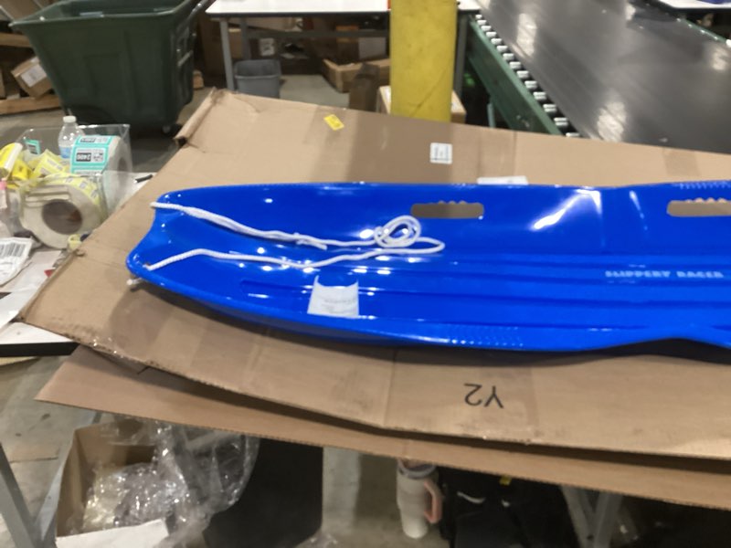 Condition photo showing Good Condition for Slippery Racer Downhill Xtreme Flexible Adults and Kids Plastic Toboggan Snow Sled for Up to 2 Riders with Pull Rope and Handles, Red (Blue)