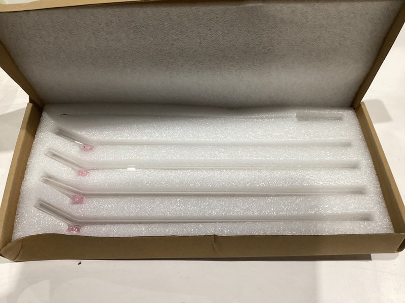 Condition photo showing New/Like New for 4-Pack 12.2” Reusable 40oz Tumblers Straws, Long Glass Straw with Charms, Pink Bow Replacement Tall Straws/12 in' Cleaning Brush, Coffee,Smoothies, Milkshake, Matcha Lattes, Aesthetic Gift 12.2" Pink Glass Straws 1
