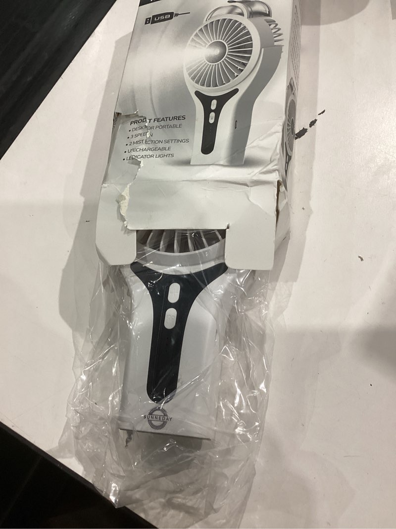 Condition photo showing Good Condition for Sunneday Misting Fan | Handheld Fan with Water Mist | Rechargeable Cooling Spray Fan | White