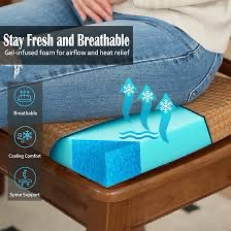 nobildonna chair cushions for dining,kitchen,office, 2'' thick high-density foam seat pads with gel-