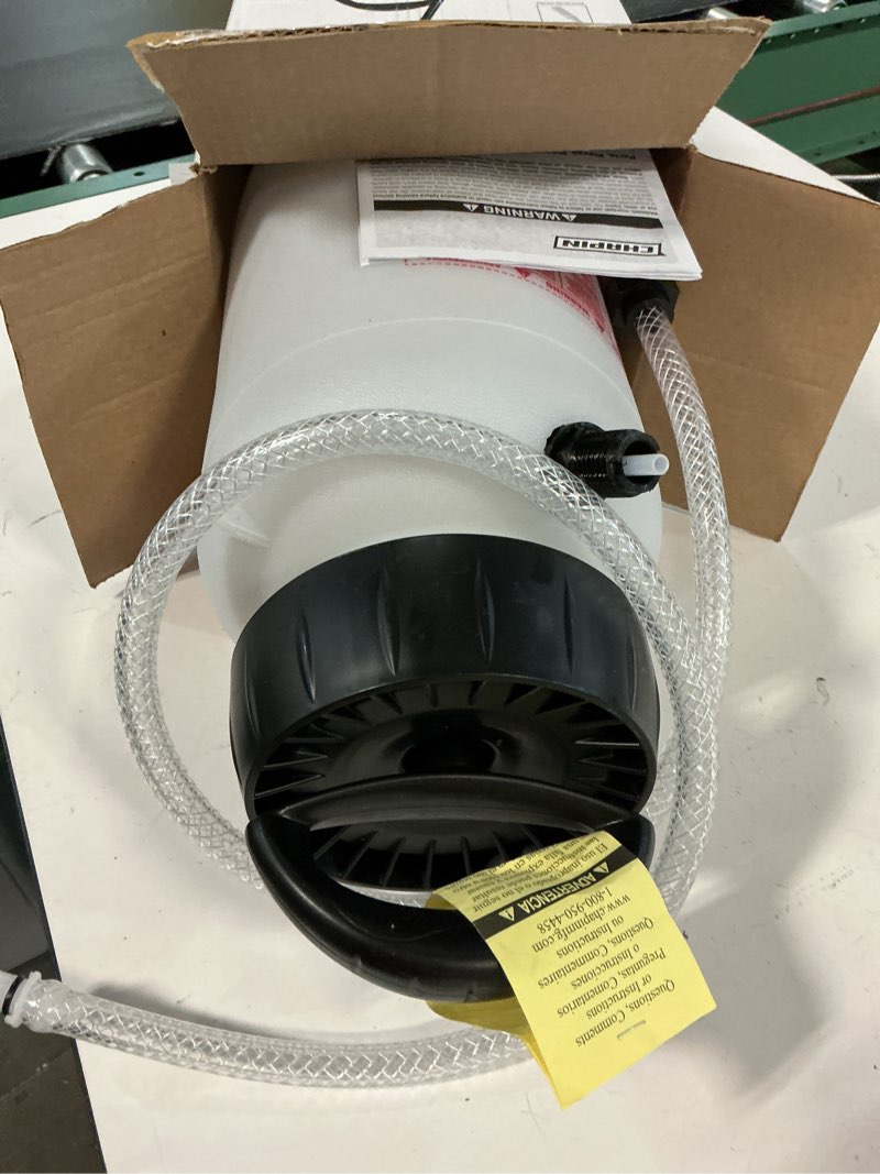 Condition photo showing New/Like New for chapin 26021xp made in usa 2-gallon heavy-duty compression sprayer for professional use, with 3 nozzles -one brass, pressure relief valve, comfort grip handle, translucent white