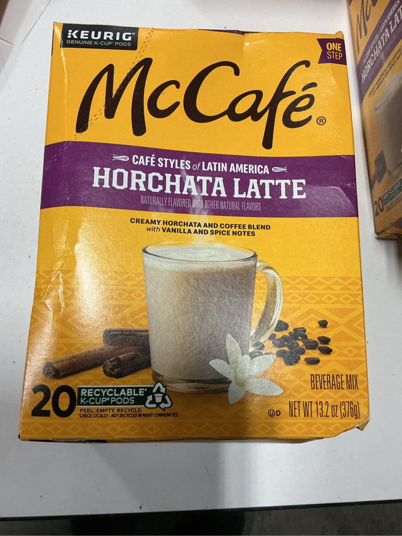 Condition photo showing New/Like New for (BB 04 Apr 2026) McCafe Cafe Styles of Latin America Horchata Latte, Keurig Single Serve K-Cup Coffee Pods, 20 Count (Pack of 1) Horchata Latte 20 Count (Pack of 1)