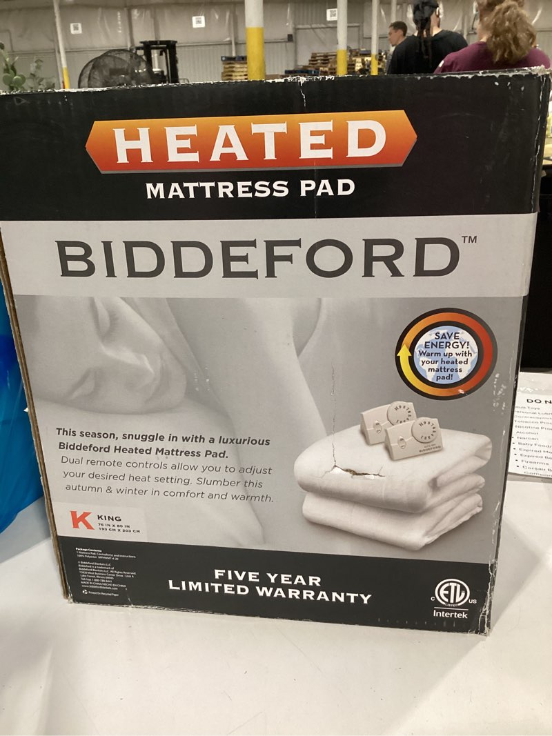 Condition photo showing As Is for biddeford 5903-908121-100m electric heated mattress pad king