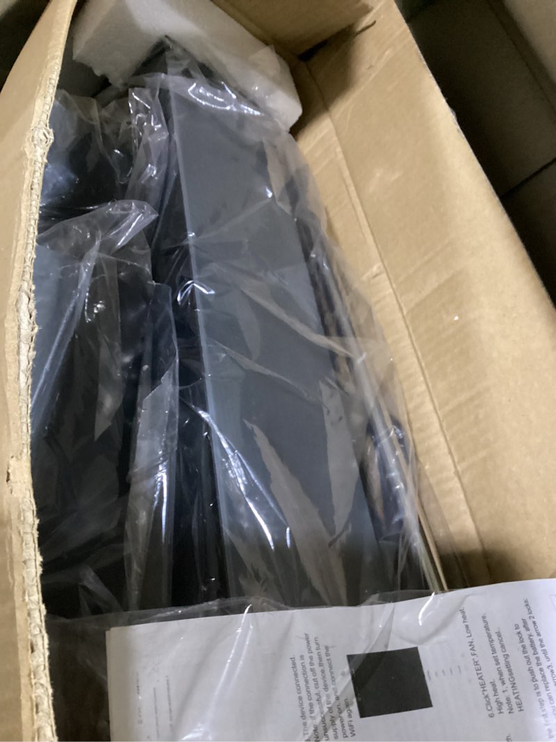 Condition photo showing As Is for space heater, space heaters for indoor use, fireplace heater, wifi and tuya app controlled, 3d flame effect, 1500w portable air conditioner fast heating space, easy installation, 24h timer wifi control