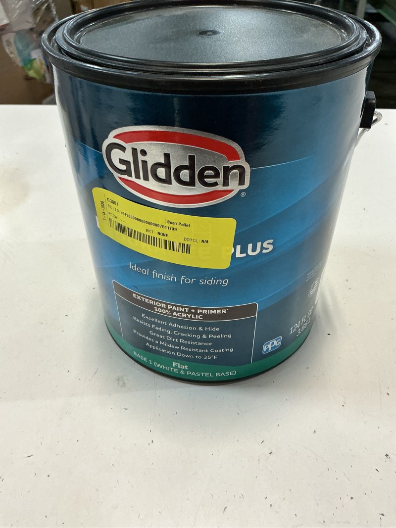 Condition photo showing New/Like New for glidden hep exterior paint & primer all-in-one, tintable, flat, 1 gallon