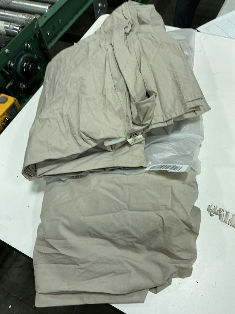 Condition photo showing As Is for organic crisp percale sheet set, king, dove