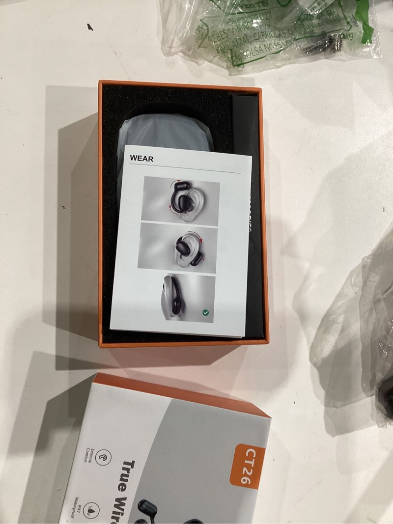 Condition photo showing Good Condition for open ear headphones, open ear earbuds, ipx7 waterproof, bluetooth 5.3 true wireless sports over ear earbuds with earhooks, built-in mic, crystal-clear calls for running workout cycling driving