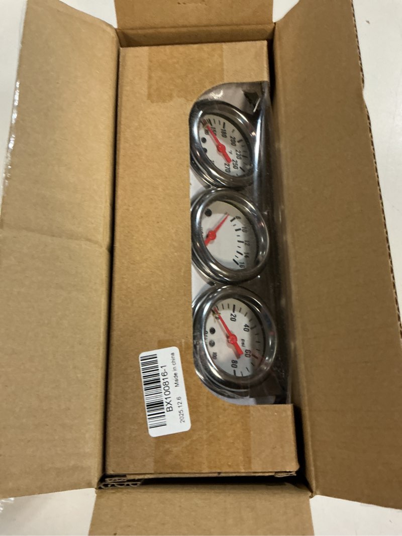 Condition photo showing New/Like New for dyno racing 2inch 52mm triple gauge kit volt meter water temp temperature gauge oil press pressure gauge car meter triple gauge set