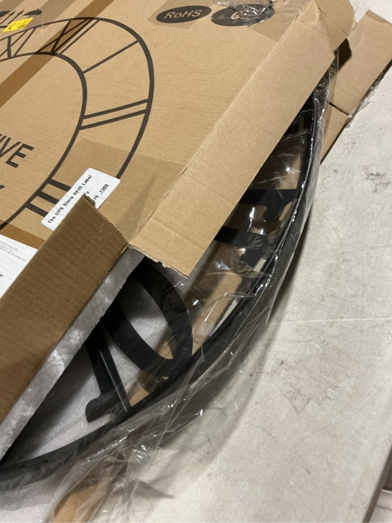 Condition photo showing Good Condition for LEIKE Large Wall Clocks for Living Room,Silent,Non Ticking,Battery Operated Oversized Vintage Round Modern Wood Wall Clock for Bedroom,Farmhouse,Office Home Decor-24 Inch(Black-Arabic Number) 24 IN Black Wood-arabic Number