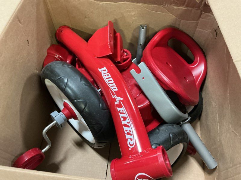 Condition photo showing As Is for Radio Flyer Red Rider Trike for Ages 2.5–5, Three Wheel Toddler Bike, Kids Tricycle, Outdoor Riding Toy, Durable Steel Frame, Adjustable Seat, Classic Red, Amazon Exclusive