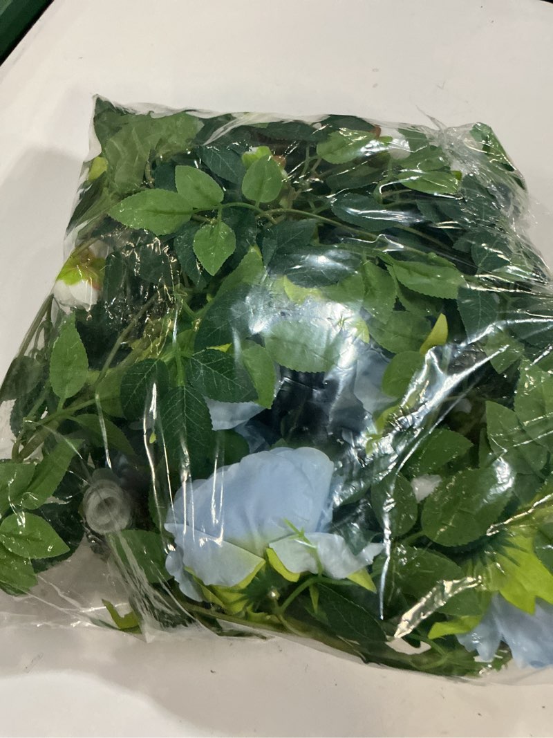 Condition photo showing Good Condition for lvydec 2 pack artificial peony flower garland - 6ft silk peony vine willow leaves garland blue and white arch flower vine for wedding party table decoration (blue)