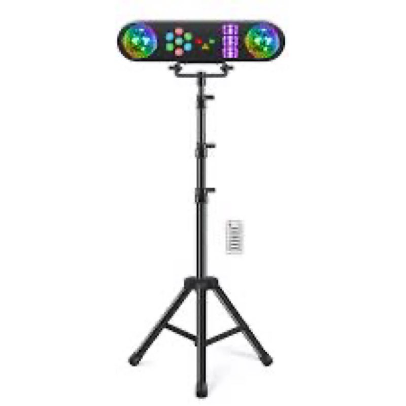 Telbum DJ Lights with Stand, 5 in 1 Party Bar Light Set with Rotating Ball, Strobe, UV, Colorful LED