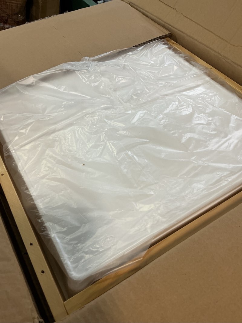 Condition photo showing As Is for (unknown size)sand and water table for todders, wooden sensory table with waterproof cover 2 storage bins painting acrylic board,5 markers water slide track & windmill toys indoor outdoor play table