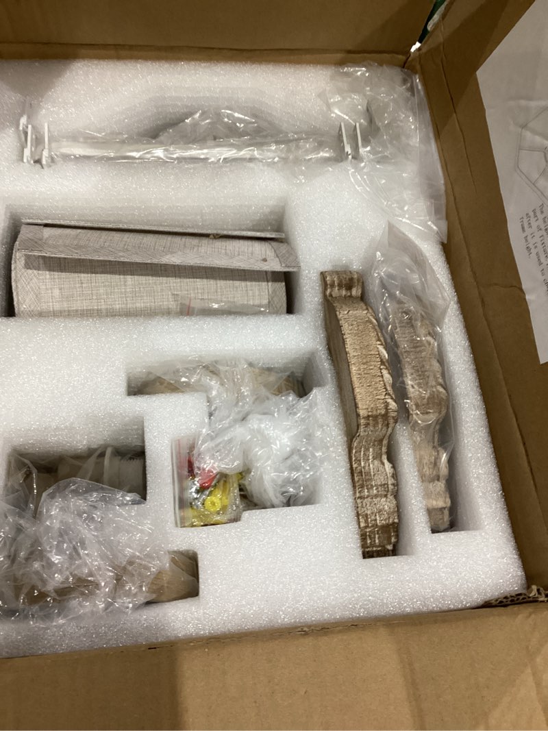 Condition photo showing Good Condition for Rustic Wall Sconce with Linen Shade Mini Vintage Antique Wood Wall Light Fixture Retro Farmhouse Mid Centry Wooden Wall Sconce for Bedroom, Hallway, Fireplace, Living Room, 2-Pack, E12 ?Beige 2-Pack