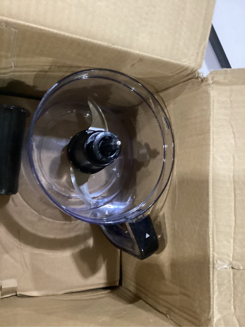 Condition photo showing As Is for black+decker 8-cup food processor, easy assembly, stainless steel s-blade, shred, slice, chop, puree, 450w motor food_grater