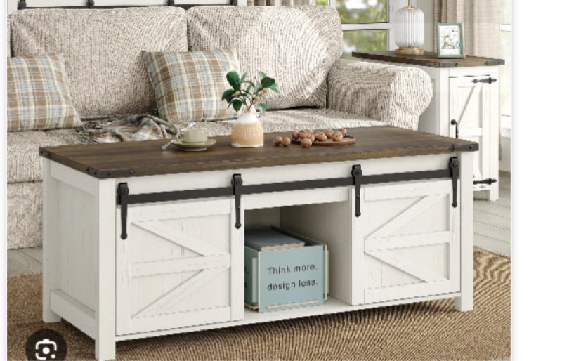 Jaquavion Coffee Table, Farmhouse Lift Top Coffee Table with Hidden Storage and Sliding Barn Door for Living Room