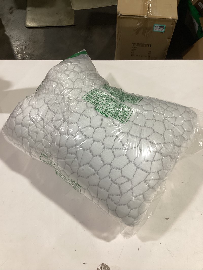Condition photo showing Good Condition for Cervical Neck Pillow for Pain Relief - Ergonomic Side Sleeper Pillow for Neck Support, Cooling Memory Foam Pillows for Sleeping, Contour Pillow Orthopedic Bed Pillow for Back Stomach Sleepers White & Grey