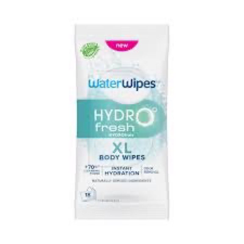 waterwipes hydrofresh refresh wipes, stay clean & refreshed, xl body cleaning wipe, instant cleanlin