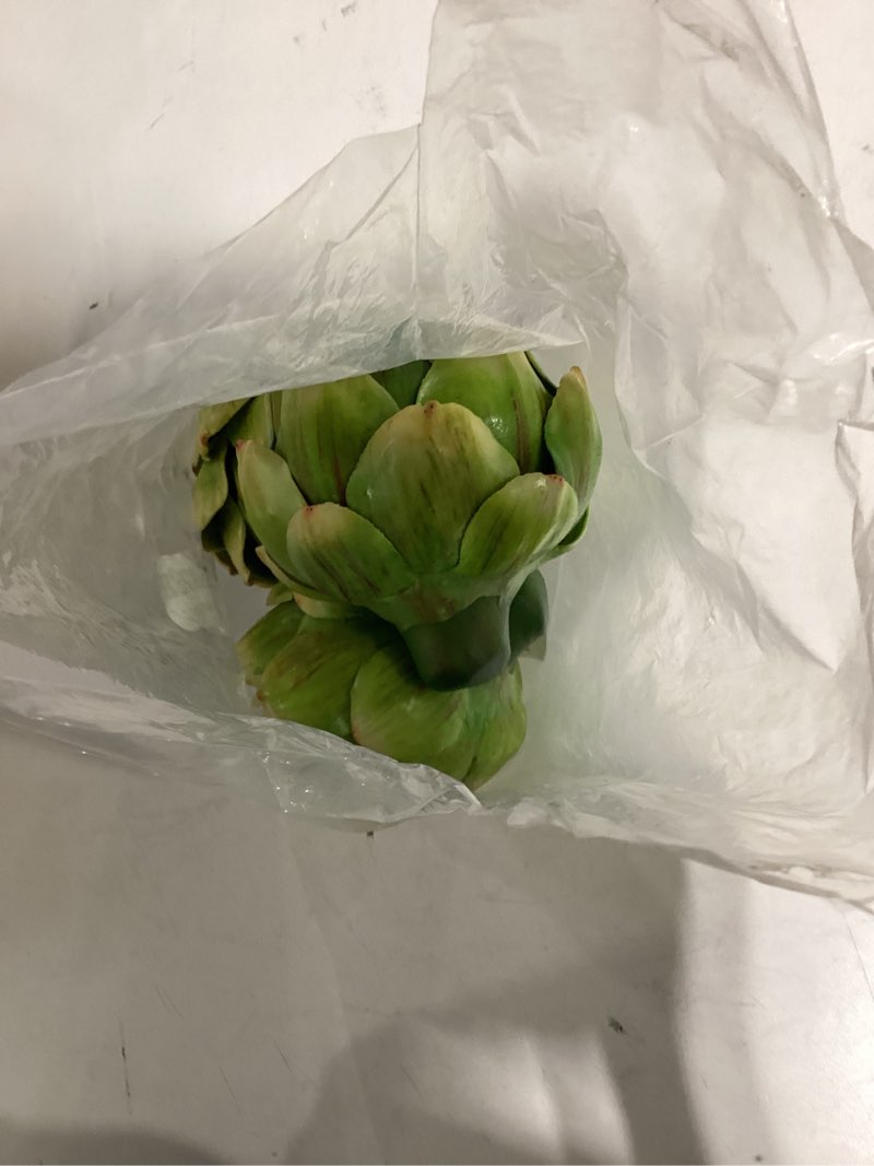 Condition photo showing Good Condition for faux artichokes artificial vegetables for decor bowl | realistic faux artichokes, artificial vegetable material, ideal filler for home decoration bowls and table display