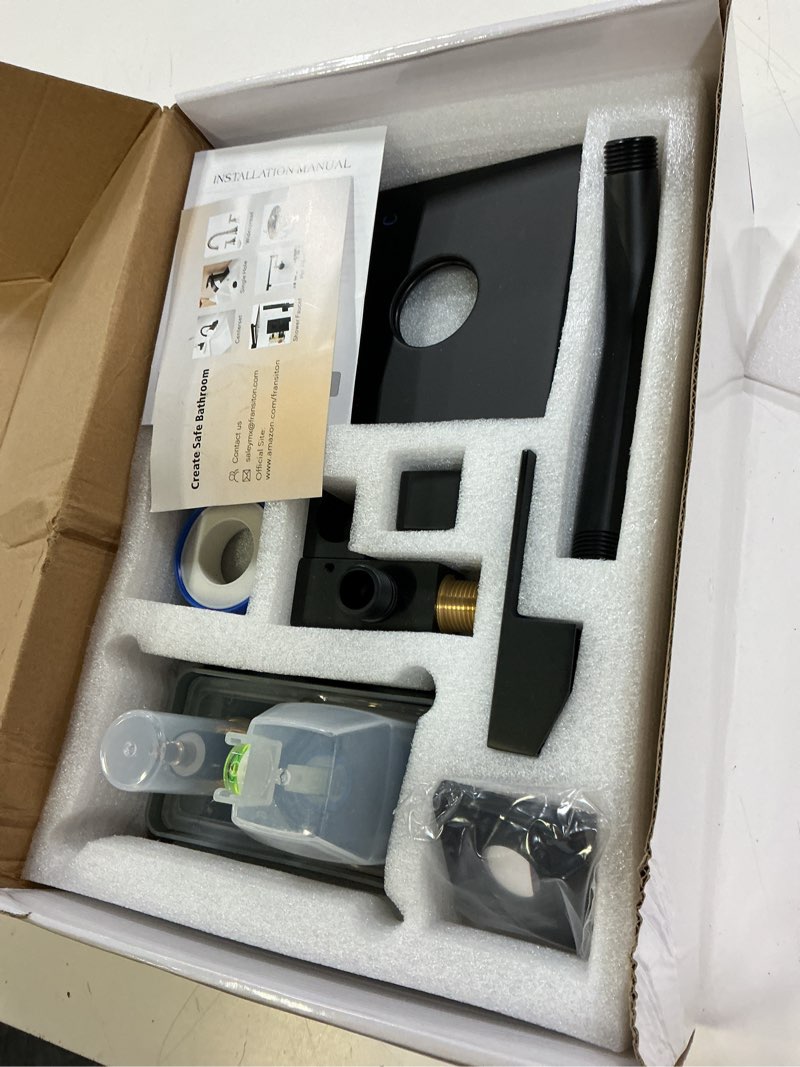 Condition photo showing Good Condition for matte black shower system, 8 inch high pressure rain shower with handheld, wall mount shower faucet set for bathroom, rough-in valve body and trim included 8 inch matte black