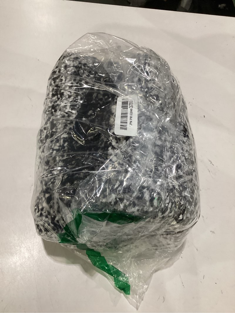 Condition photo showing As Is for small circle mat, (black, white, gray)