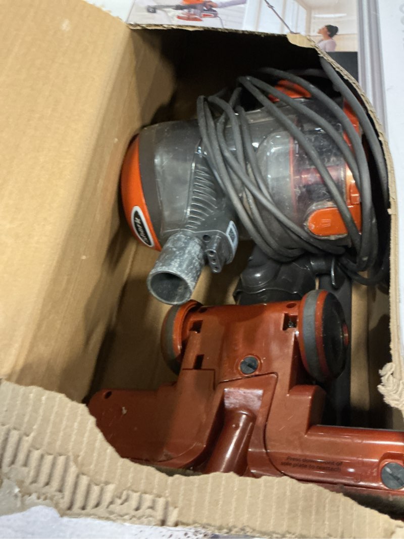 Condition photo showing As Is for shark rocket ultra-light corded bagless vacuum for carpet and hard floor cleaning with swivel steering (hv301), gray/orange