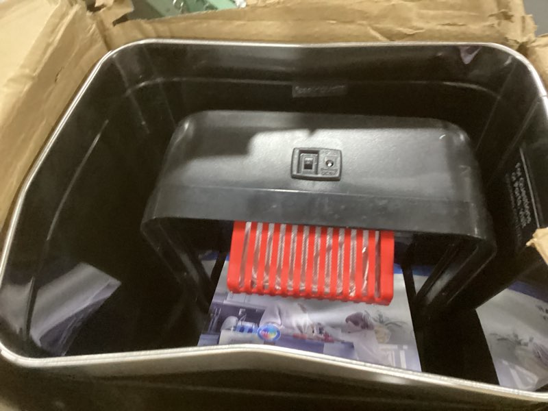 Condition photo showing As Is for iTouchless 8 Gallon ChildGuard Sensor Trash Can with AbsorbX Odor Filter, 30 Liter Automatic Kitchen Garbage Bin Prevents Children Opening Lid, Battery or AC Adapter (Not Included), Stainless Steel 30 Liter / 8 Gal