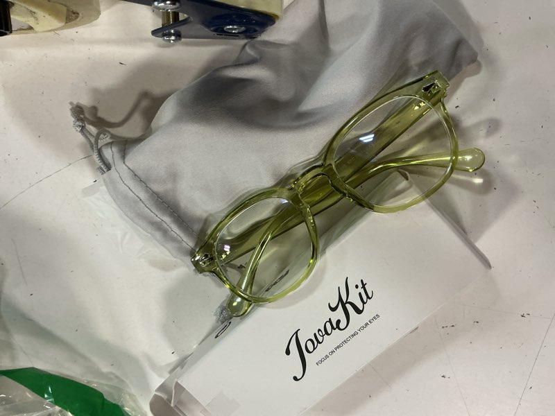 Condition photo showing New/Like New for jovakit small round blue light glasses for women men 90s retro fashion round glasses computer/tv/iphone eyeglasses light green 45 millimeters