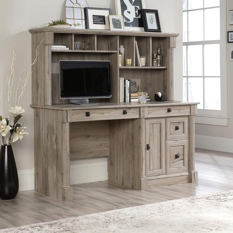 ( incomplete box 2/2) Sauder 424814 Palladia Computer Desk with Hutch, Split Oak Finish
