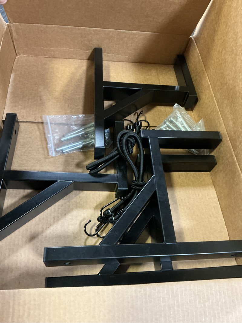 Condition photo showing Good Condition for 4 Racks Trailer Ladder Rack, Heavy Duty Steel Ladder Rack with Elastic Ropes for Truck, Open and Enclosed Trailer Side Wall Mount (Black)