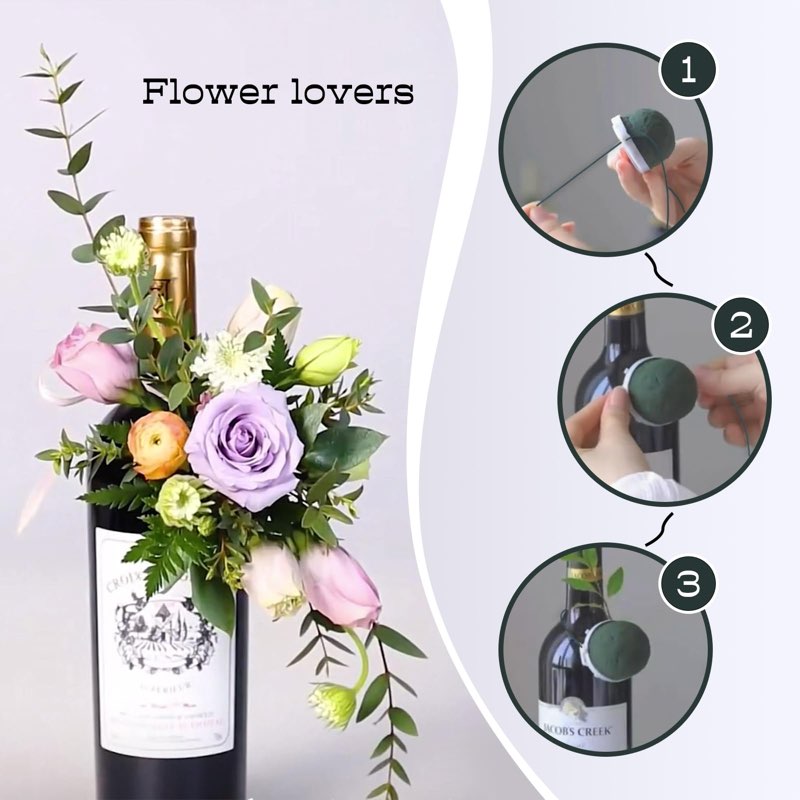 Mini Floral Foam Round Holder: Wine Bottle Floral Foam Round Bouquet Holder for Flowers Table Weddin