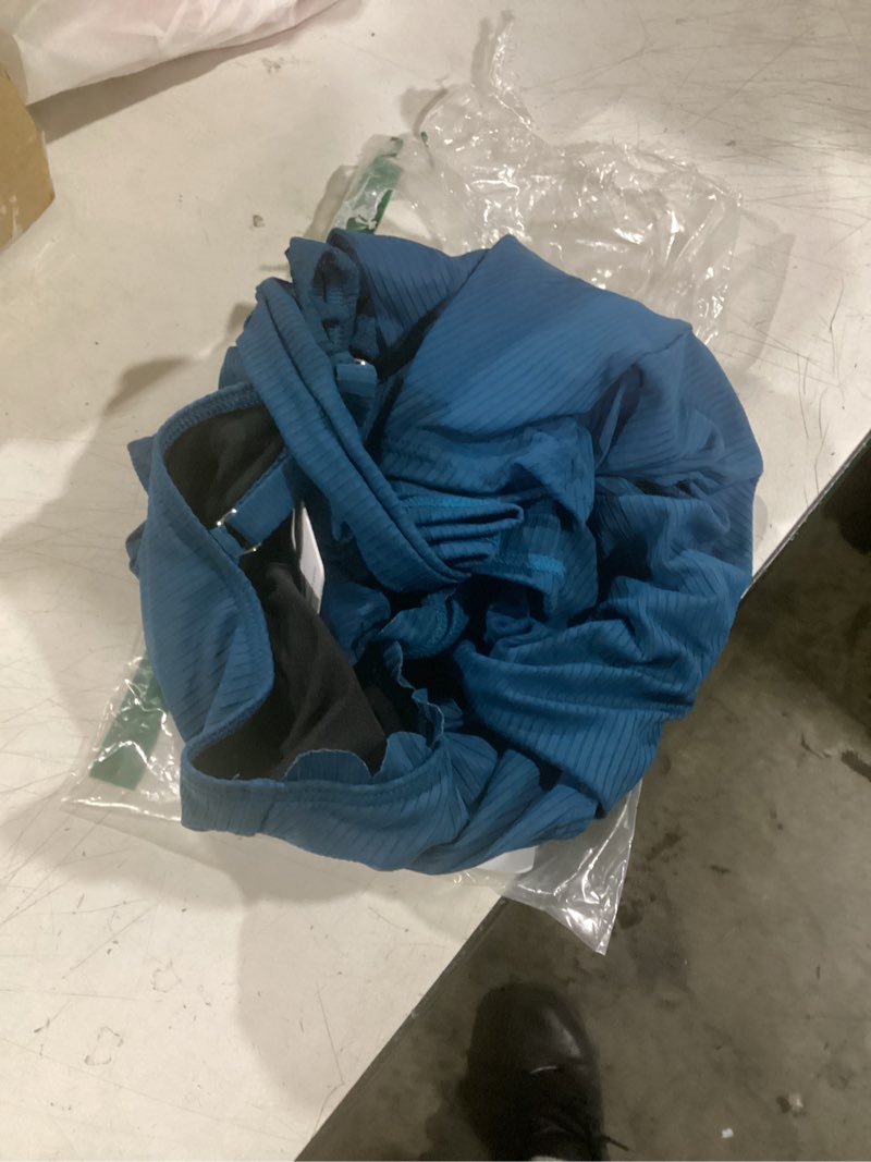 Condition photo showing Good Condition for charmo one piece swim dress scalloped square neck modest swimsuits for women tummy control bathing suit with skirt peacock green small
