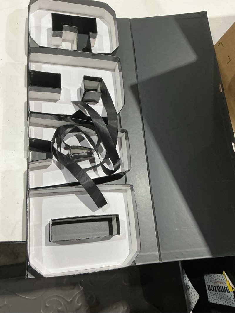 Condition photo showing As Is for gueevin graduation gift box 2026, grad letter shaped fillable cardboard box 22\"x7.5\"x2\" diy graduation gift ideas boxes grad letters tray boxes for graduates high school college party favors(black)