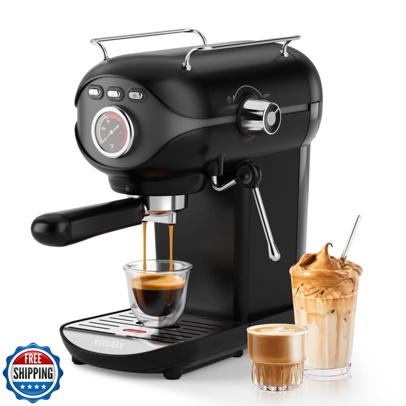 XIXUBX Espresso Machine, 20 BAR Pump Temperature Control, Compact Espresso Maker with Steam Milk Fro