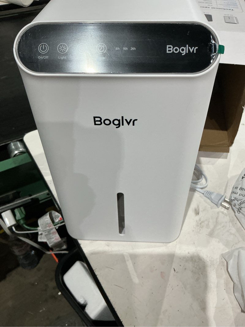 Condition photo showing Good Condition for dehumidifier for home up to 1000 sq.ft, 98oz small quiet dehumidifier with drain hose, 3 timer modes, auto shut off, aromatherapy & 7 color light for bedroom, bathroom, basement (deep white) deep white deep white