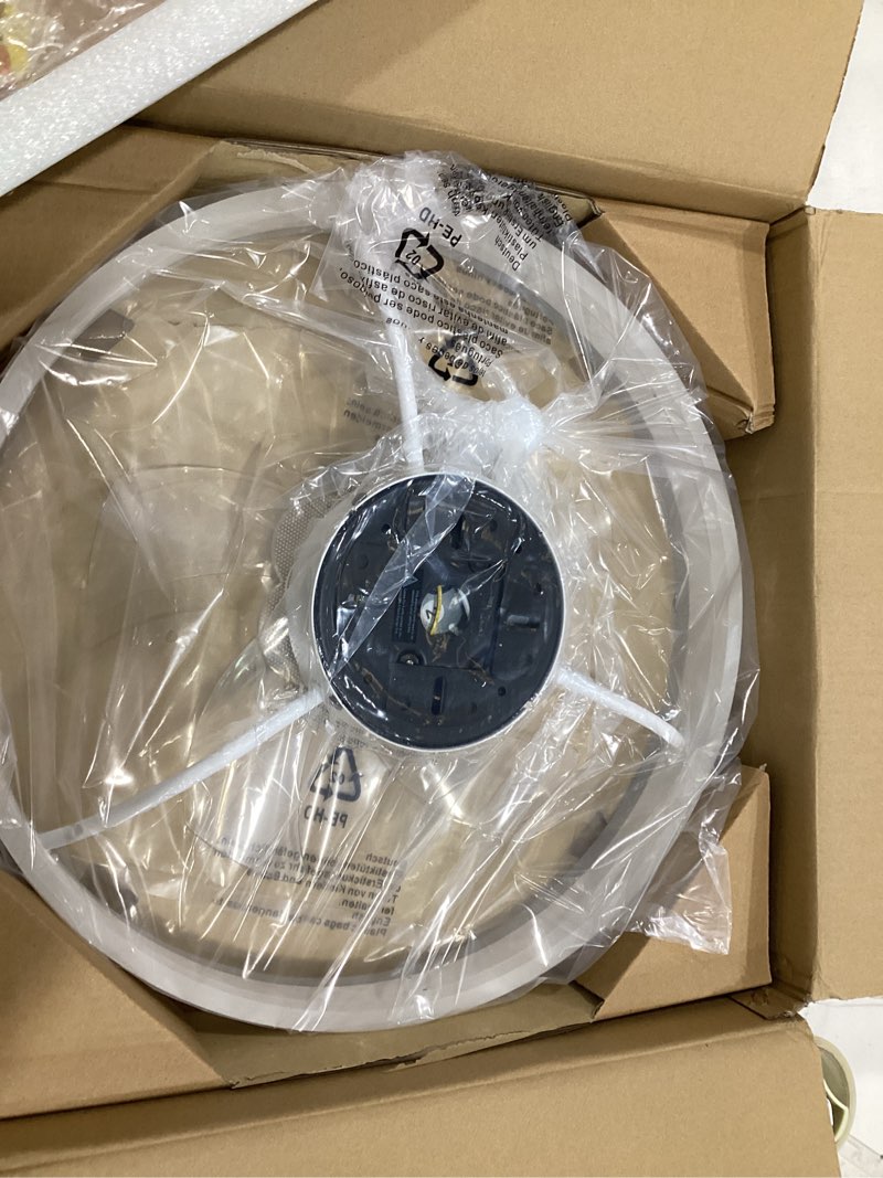 Condition photo showing New/Like New for ceiling fan with light, 2024 upgraded 20‘’ low profile fan, flush mount ceiling fan, 6 speeds, dimmable led, app & remote control, quiet dc motor, for bedroom, living room, f105 white