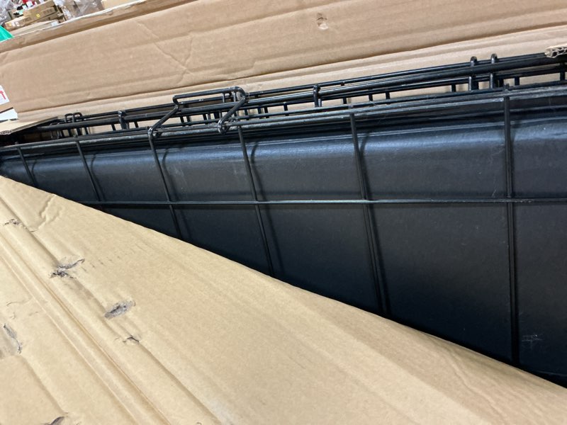 Condition photo showing As Is for midwest homes for pets 48-inch new world crate for extra-large breeds, 90-110 lbs, single door folding dog crate, leak-proof tray & secure latch, portable, durable & easy to assemble