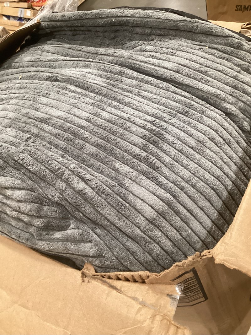 Condition photo showing As Is for hobestluk 3ft bean bag chairs for adults large beanbag chair with stripe plush cover big bean bag chair for living room bedroom dorm office - grey (36” x 36” x 22”) 3ft - 36” x 36” x 22” grey