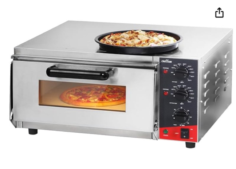 crosson etl listed commercial 16 inch countertop electric pizza oven with pizza stone, multipurpose indoor pizza oven for restaurant use,120v/1800w
