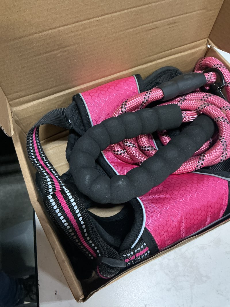 Condition photo showing Good Condition for no pull dog harness adjustable reflective oxford easy control medium large dog harness with a free heavy duty 5ft dog leash x-large pink harness+leash