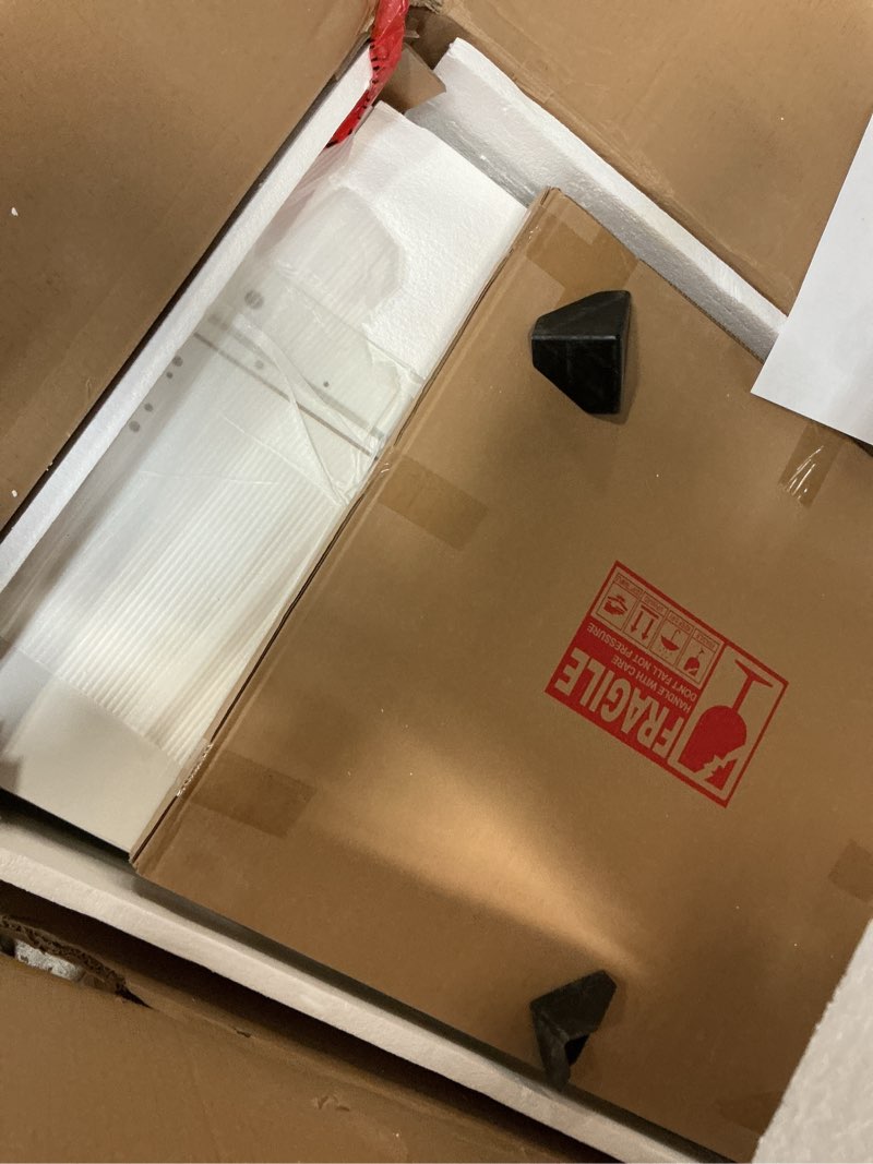 Condition photo showing As Is for Only 1box (Incomplete)YITAHOME Vanity Desk with Mirror and Lights, RGB Makeup Vanity Table Set with 10 Drawers and 4 Storage Shelves, 3 Lighting Modes Adjustable, Large Makeup Dressing Table with Charging Station, White