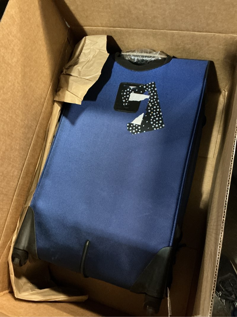 Condition photo showing As Is for SwissGear Sion Softside Expandable Luggage – Large Checked Suitcase with 360 Degree Wheels & Retractable Handle – 29 Inch, Perfect for 7-9 Night Trips – Blue Checked-Large 29-Inch Blue