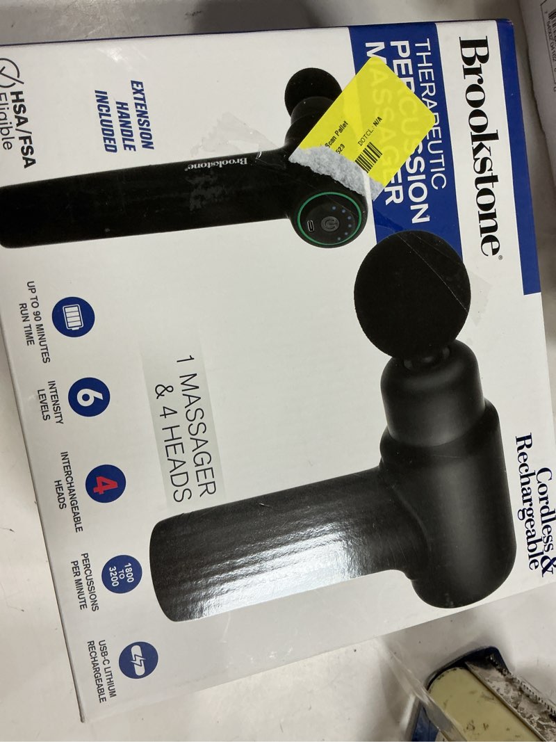 Condition photo showing Good Condition for brookstone deep tissue massage gun for pain relief & muscle recovery – 9-speed handheld percussion massager, 4 heads, type-c rechargeable, quiet, 3200 rpm, shockproof design