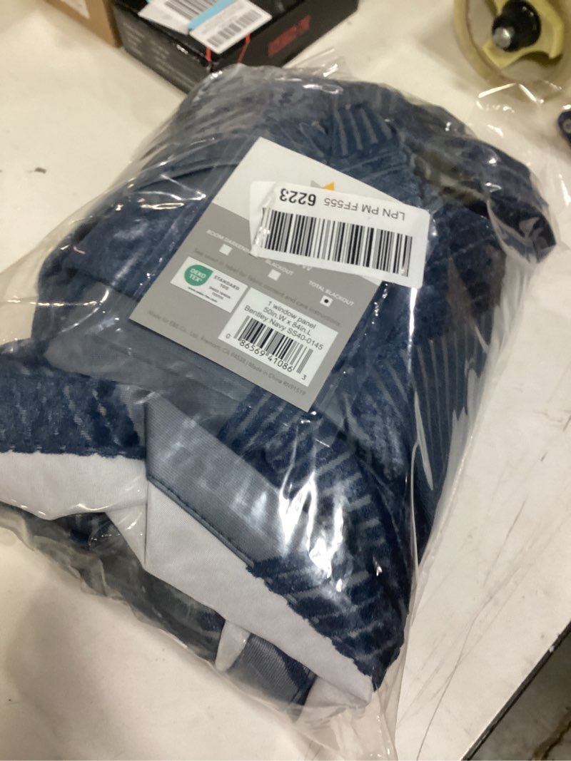 Condition photo showing Good Condition for 84"x50" Byron Ogee Knitted Jacquard Blackout Curtain Panel Navy