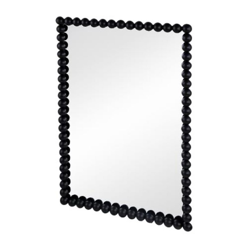 24x2x36” Black Metal Rectangle Mirror with Beaded Metal Frame